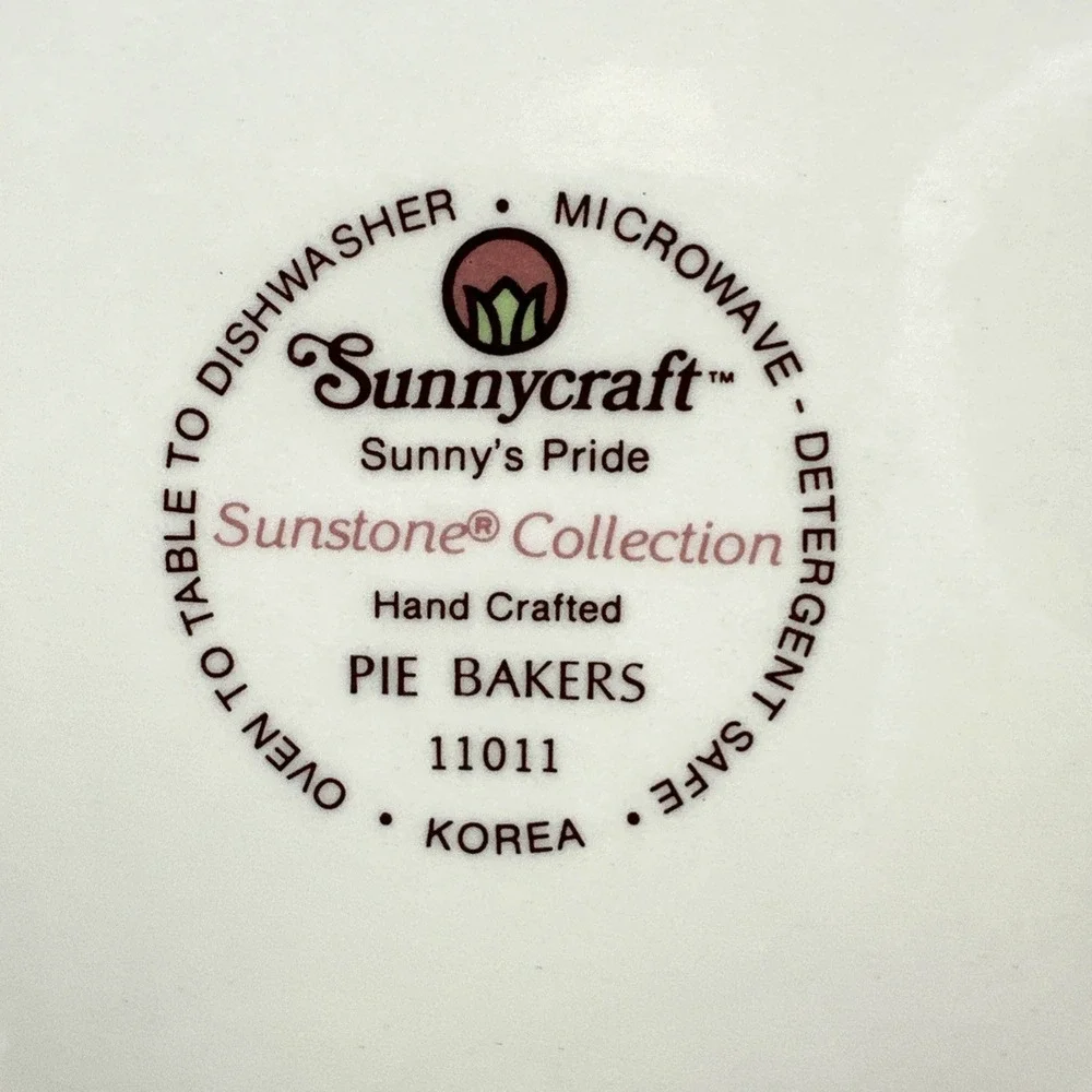 VTG Sunnycraft Apple Recipe Pie Plate Pan Ceramic Bakeware Sunstone Collection